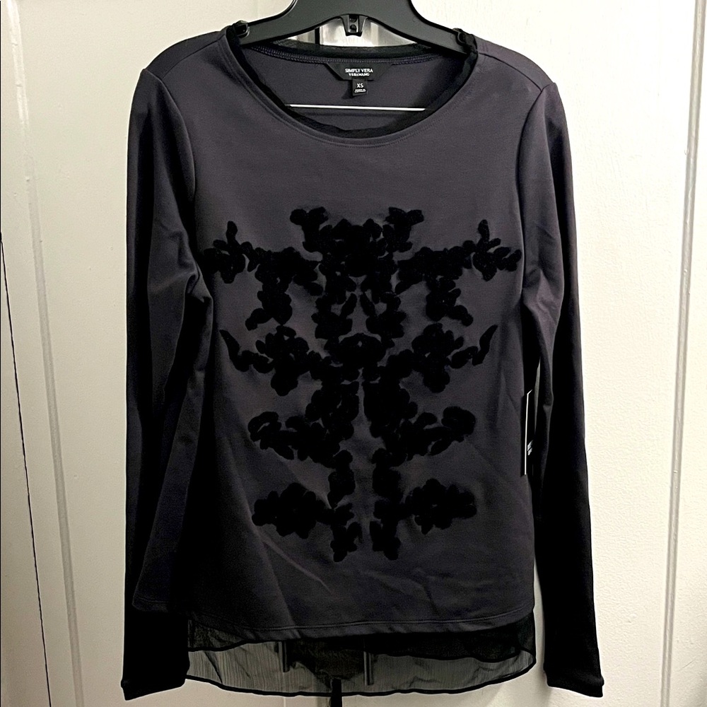 Women's Simply Vera Vera Wang Flocked Sweatshirt